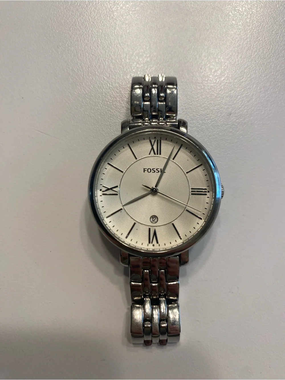 Fossil Silver Tone Women's Roman Numeral Bracelet Watch